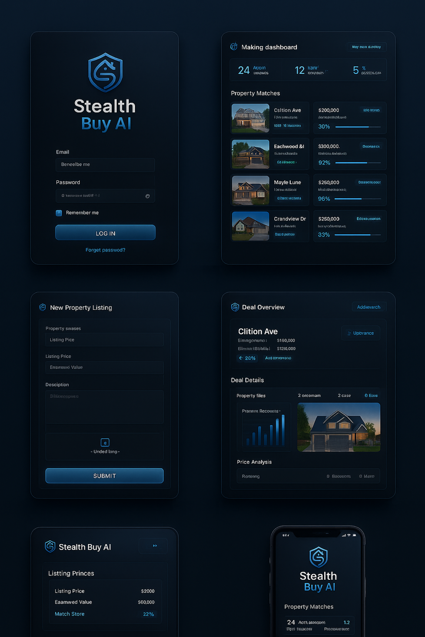 StealthBuy AI UI mockups